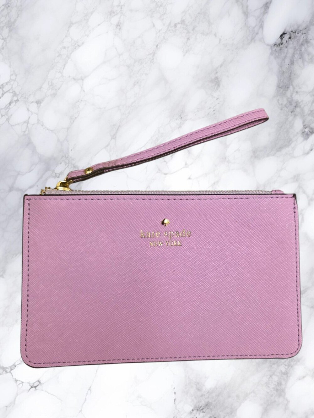 Kate Spade Lavendar Saffiano Leather Large Wristlet Clutch Purse Pouch
